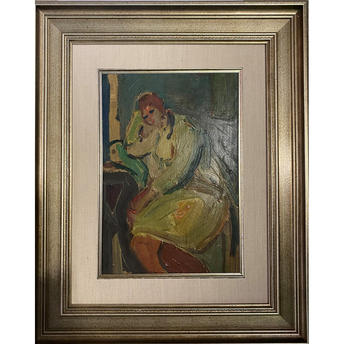 Moshe Rosenthalis | Seated woman | Oil on cardboard, 25x17
