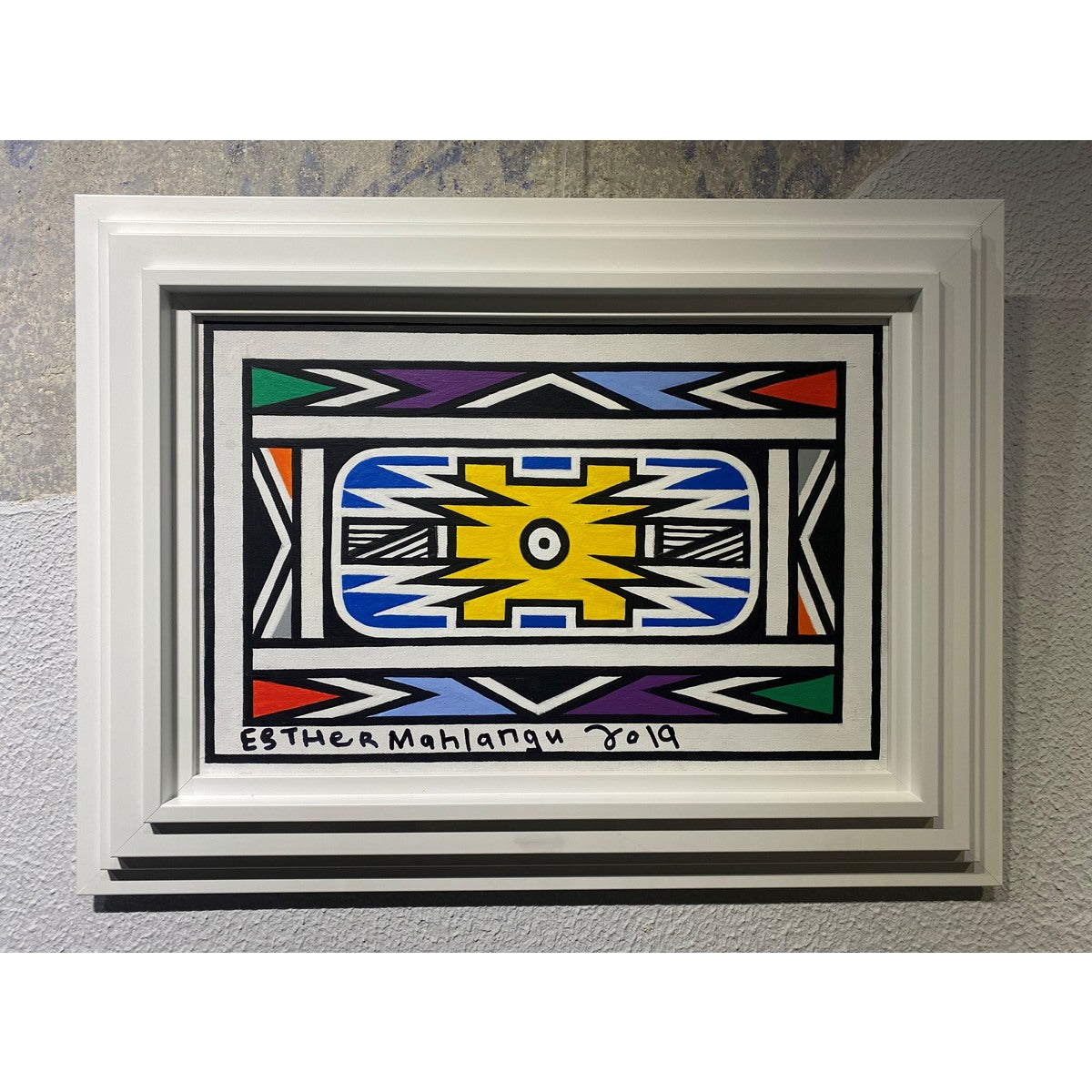 Esther Mahlangu (g. 1935, PAR) | Ndebele Pattern, 2019 | Akrilas, drobė, 30x45