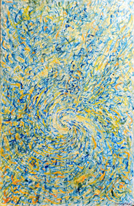 Adomas Raudys - Samogitas<br>Blue Abstraction, 1998<br>Aliejus, pop., 50x32 (52x34)