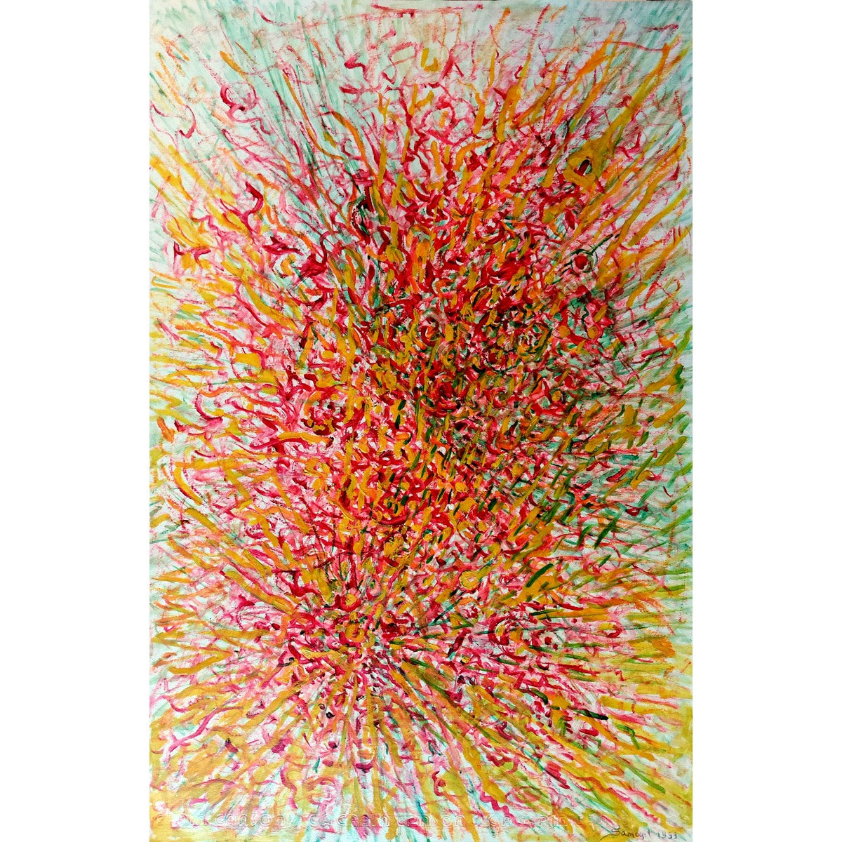Adomas Raudys - Samogitas | Red Abstraction, 1999 | Oil on paper, 50x32 (52x34)