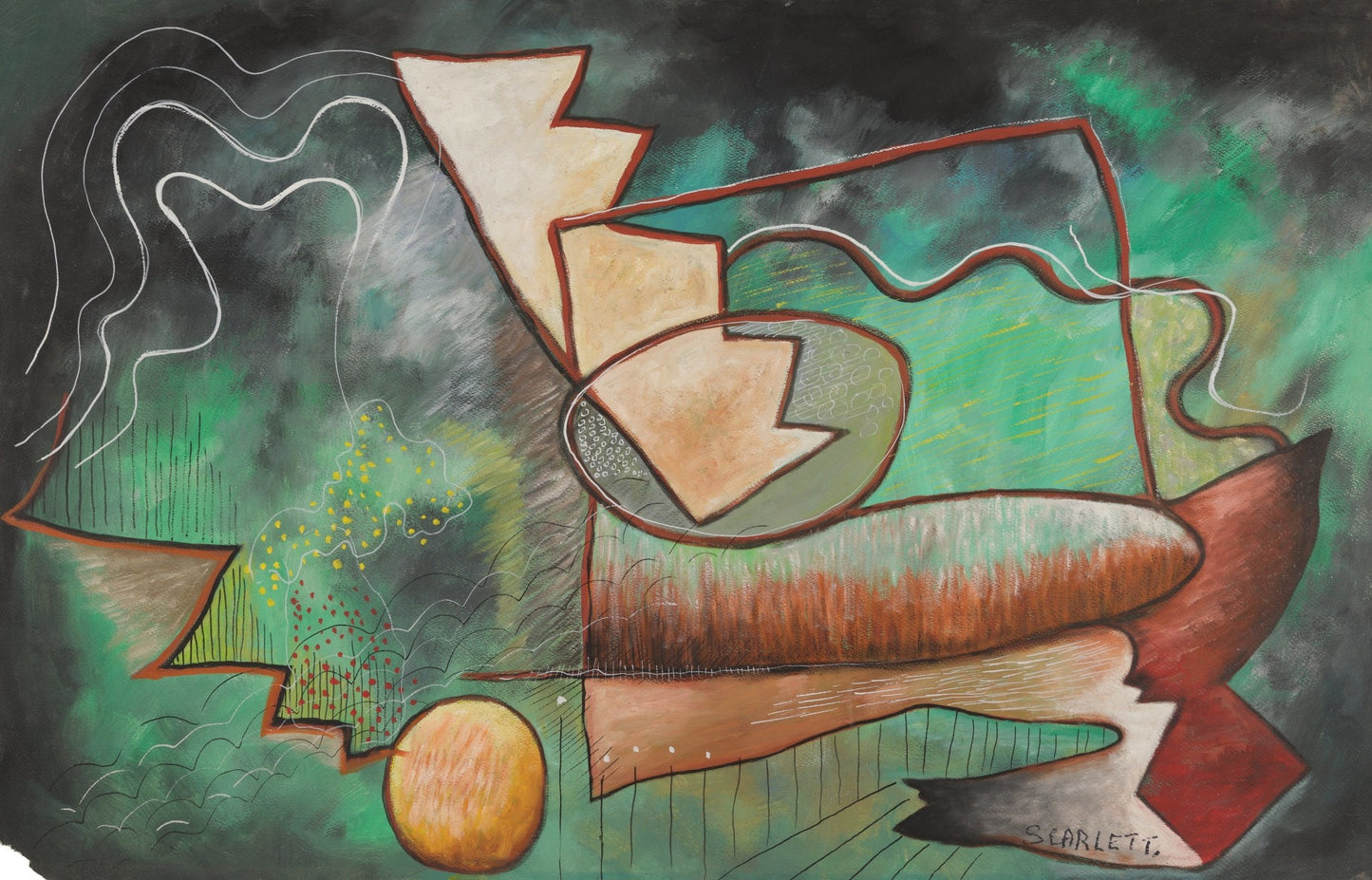 Rolph Scarlett (Kanada) | Abstrakcija 1940 | Guašas ant popieriaus, 64,5x101