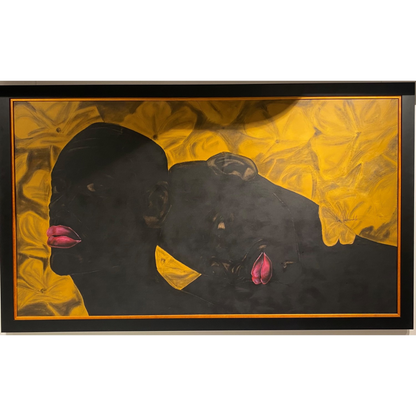 Navel Seakamela (South Africa) | 2 Heads II, 2021 | Mix media on paper, 117x209