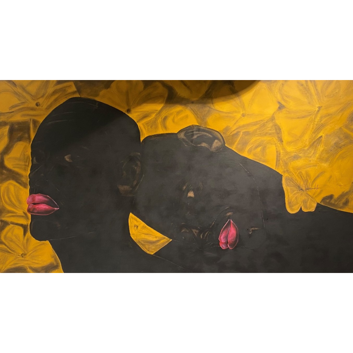 Navel Seakamela (South Africa) | 2 Heads II, 2021 | Mix media on paper, 117x209