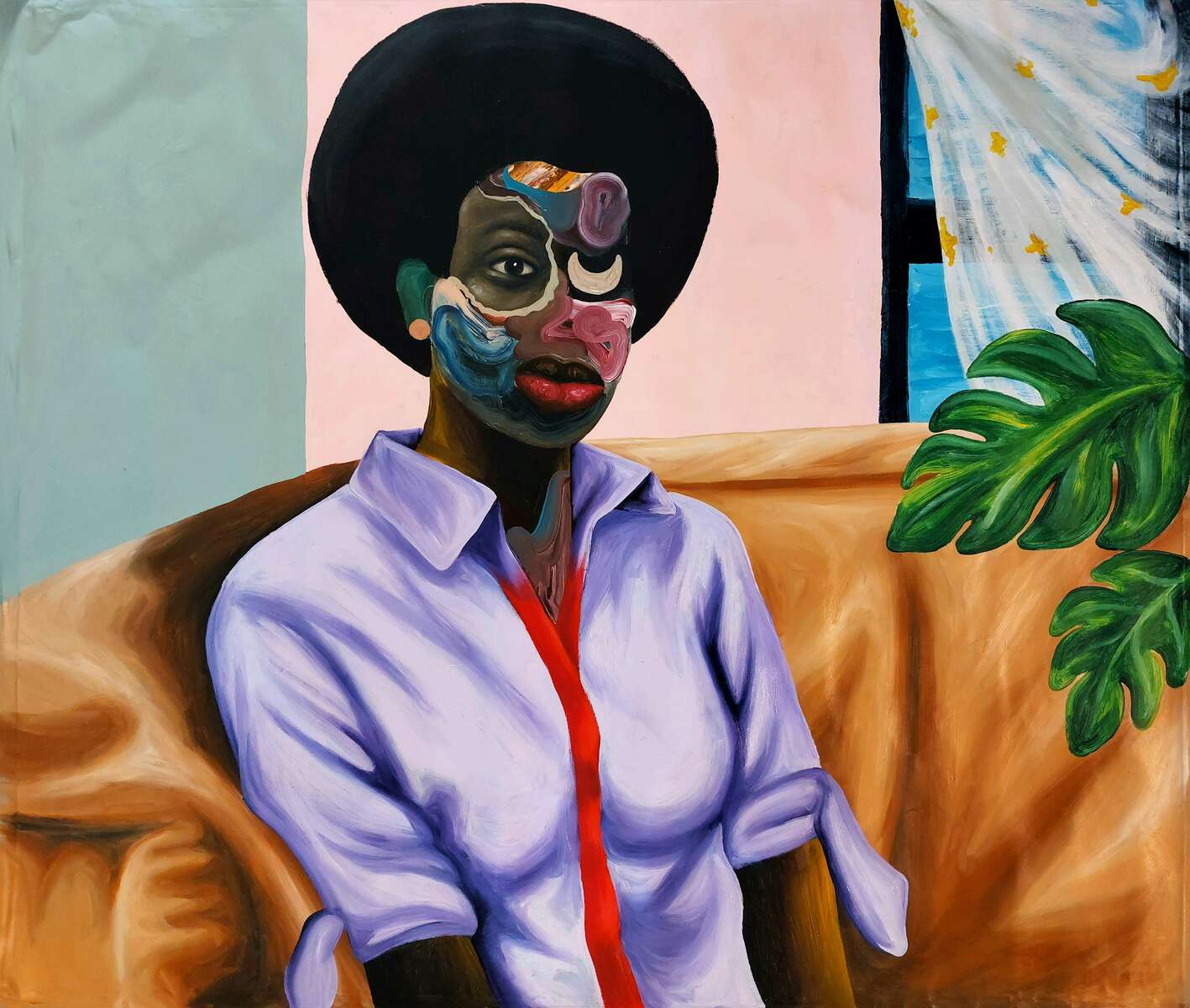 PABI DANIEL (Ghana) | Sitting, 2023 | Oil, acrylic, canvas, 121x157