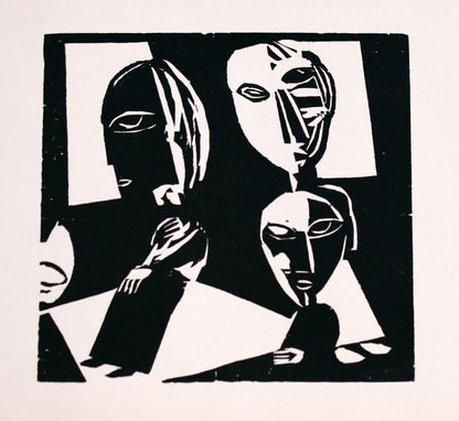Lasar Segall | Tres figuras da serie "Raparigas errantes" / Wandering girls, 1920 | Xylography, 20x25 (35x40)