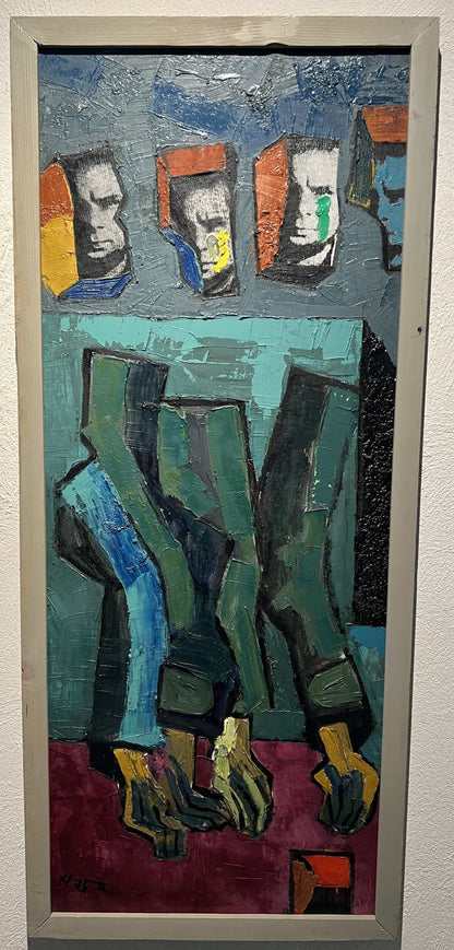 Vincas Kisarauskas | Trys su puse autoportreto, 1975 | Aliejus, kartonas, 106,5x44 (109,5x47)