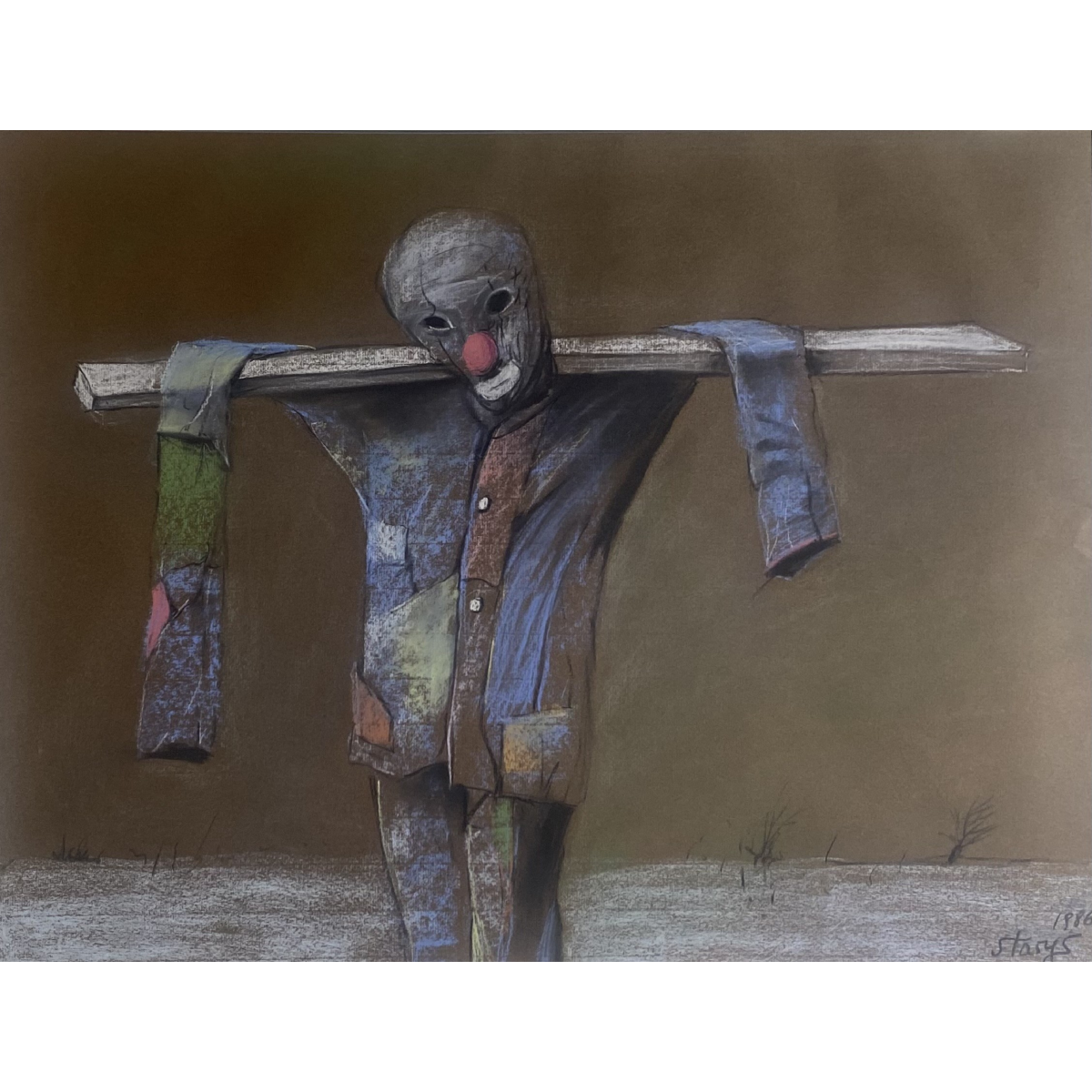 Stasys Eidrigevičius | Scarecrow | Pastel, paper, 50x64.5 (82x95)