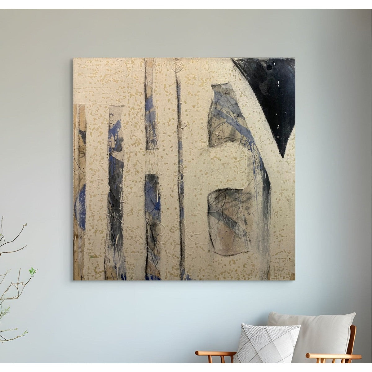 Suzanne McClelland (JAV) | They, 1993 | Acrylic, pen on canvas, with globular resin spots applied to letters, 102x101.5
