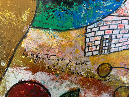 Theo Tobiasse | Les enfants que je porte sont le temple tout entier / Vaikai, kuriuos nešu, yra visa šventovė | Litografija, popierius, 69x49 (83x63)