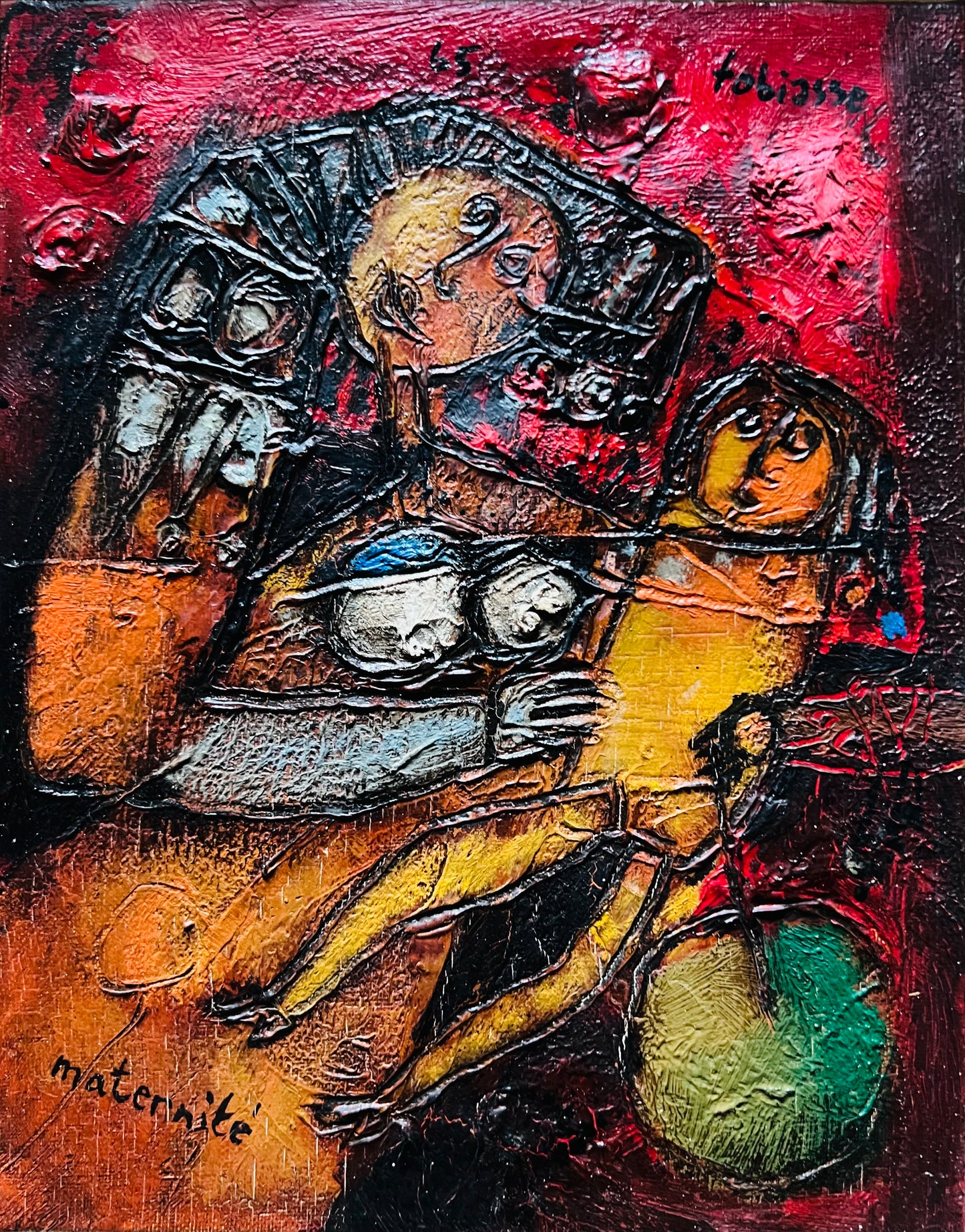 Theo Tobiasse | Maternite, 1965 | Drobė, aliejus, 24x19 (43x37,5)