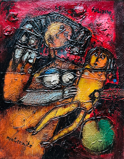 Theo Tobiasse | Maternite, 1965 | Drobė, aliejus, 24x19 (43x37,5)