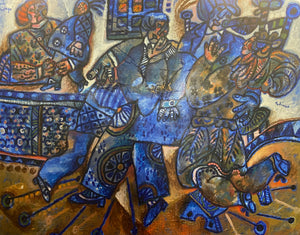 Theo Tobiasse<br>Un exode sans rivage<br>Drobė, aliejus, koliažas, 130x162