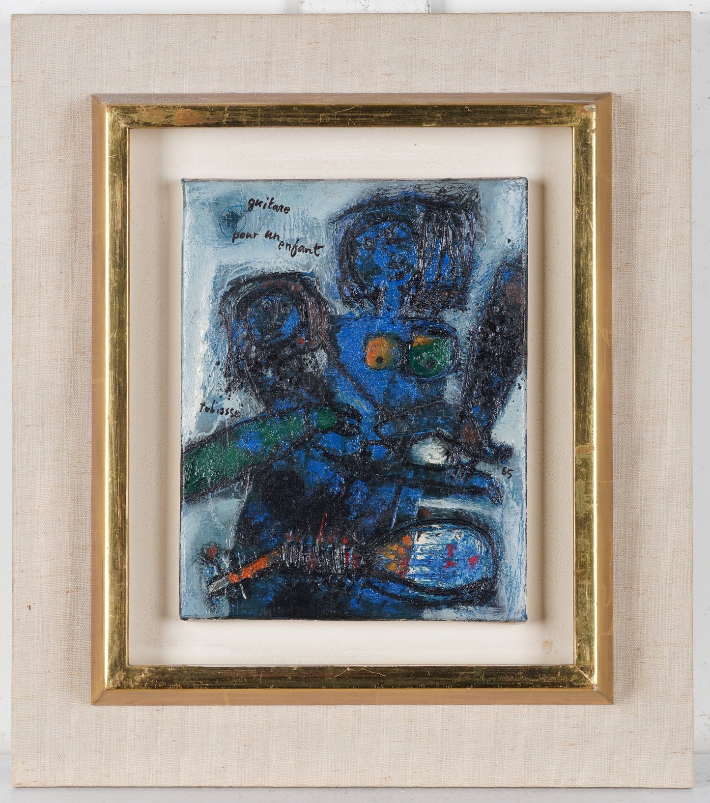 Theo Tobiasse | Guitare pour un enfant, 1965 | Drobė, aliejus, 24.5x19 (43x37,5)