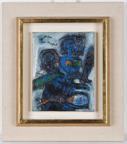 Theo Tobiasse | Guitare pour un enfant, 1965 | Drobė, aliejus, 24.5x19 (43x37,5)