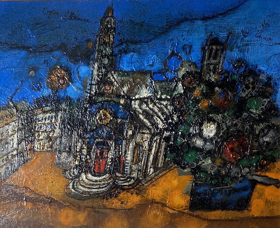 Theo Tobiasse | L'Eglise, St Etienne du Mont / Šv. Stepono bažnyčia ant kalno, 1967 | Aliejus, kartonas, 50,5x61,5 (65x76)