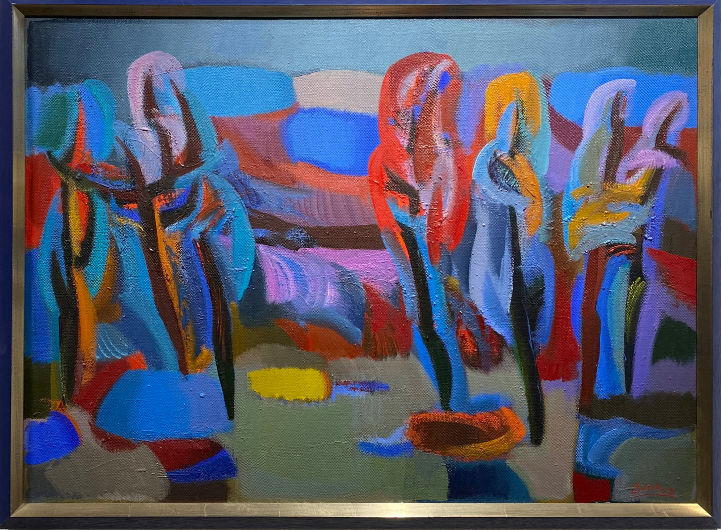 Leonardas Tuleikis | In the Light of Sunset, 1991 | Oil on canvas, 65x89 (71x96)