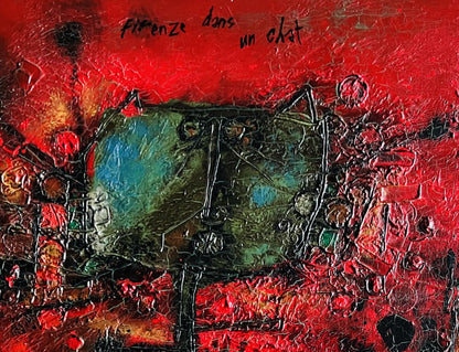 Theo Tobiasse | Firenze Dans un Chat / Pokalbių kambarys Florencijoje, 1964 | Drobė, aliejus, 54x65 (71x81,5)