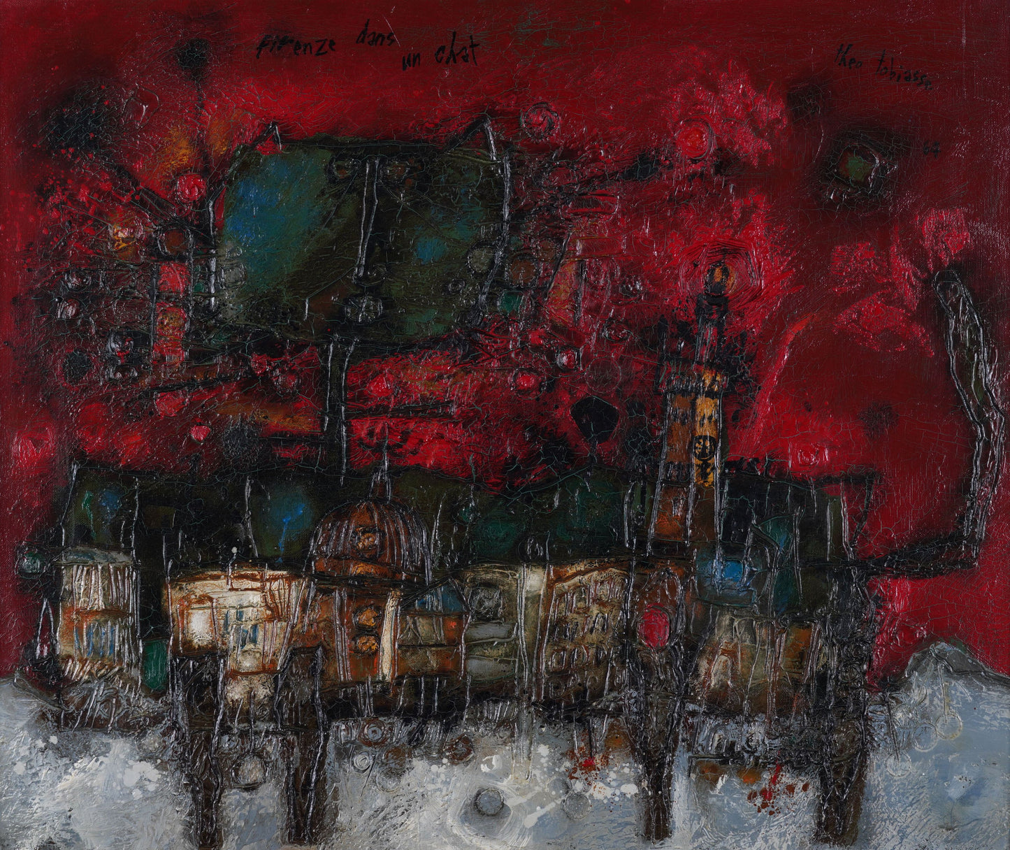 Theo Tobiasse | Firenze Dans un Chat, 1964 | Drobė, aliejus, 54x65 (71x81,5)