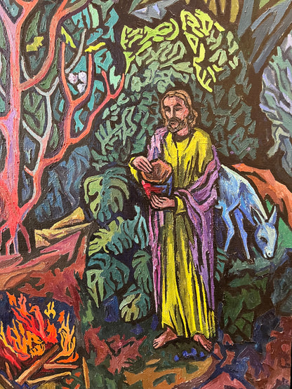 Adolfas Valeška | Bėgimas į Egiptą, 1982 | Aliejus, drobė, 147.5x106.5 (153,5x113)