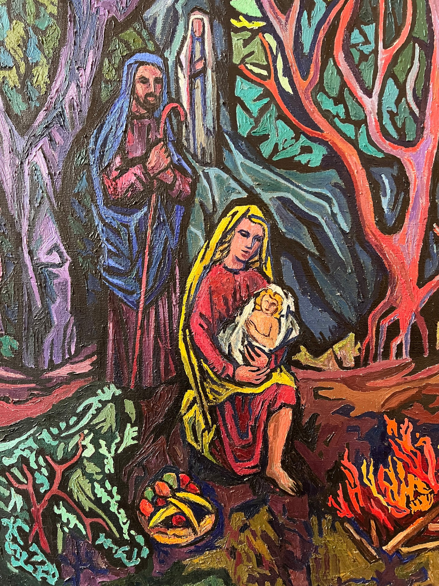 Adolfas Valeška | Bėgimas į Egiptą, 1982 | Aliejus, drobė, 147.5x106.5 (153,5x113)