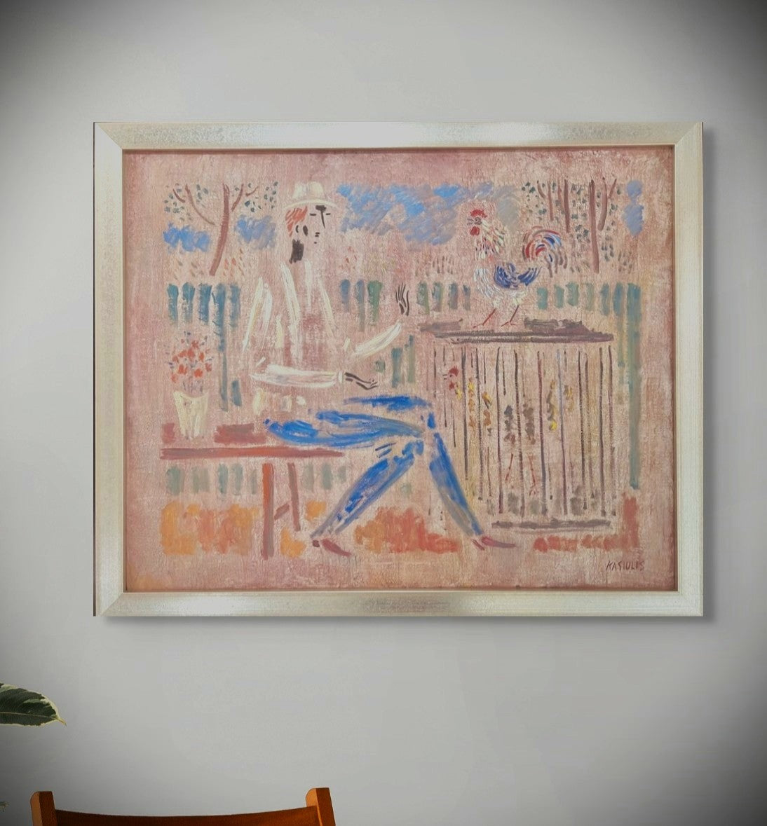 Vytautas Kasiulis | Man With Chicken | Oil on canvas, 65x81 (72x87.5)