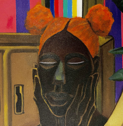 John Madu (Nigeria) | Can't Wait (Before 4pm series), 2018 | Acrylic on canvas, 106x86 (108x88)