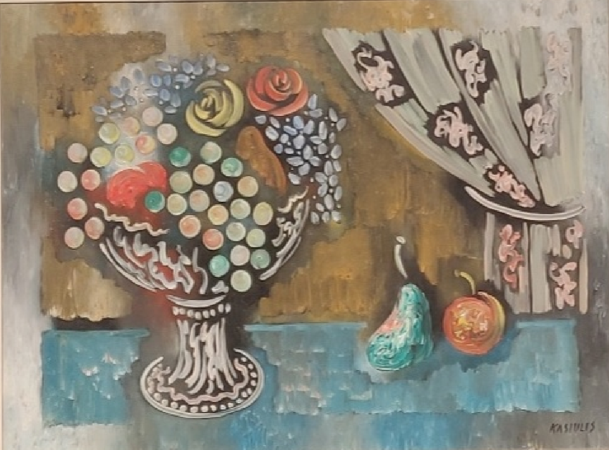 Vytautas Kasiulis | Still life with vase | Oil on canvas, 46x60