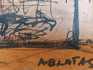 Arbit Blatas<br>Konkordijos aikštė, Paryžius<br>Mišri technika, kartonas, 38,5x55,5 (61x78)
