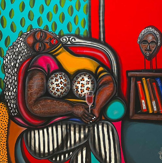 Obou Gbais (Ivory Coast) | The Dream / Romantisme Dan, 2022 | Acrylic on canvas, 150×150