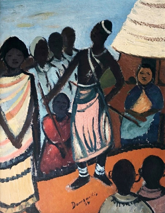 Pranas Domšaitis | Ceremonija, 1954 | Aliejus, kartonas, 58,5x47,5