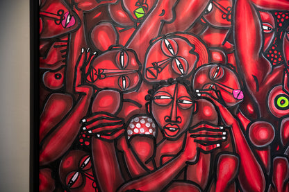 OBOU GBAIS (Ivory Coast) | Boogie Woogie, 2021 | Oil on canvas, 150×150 cm