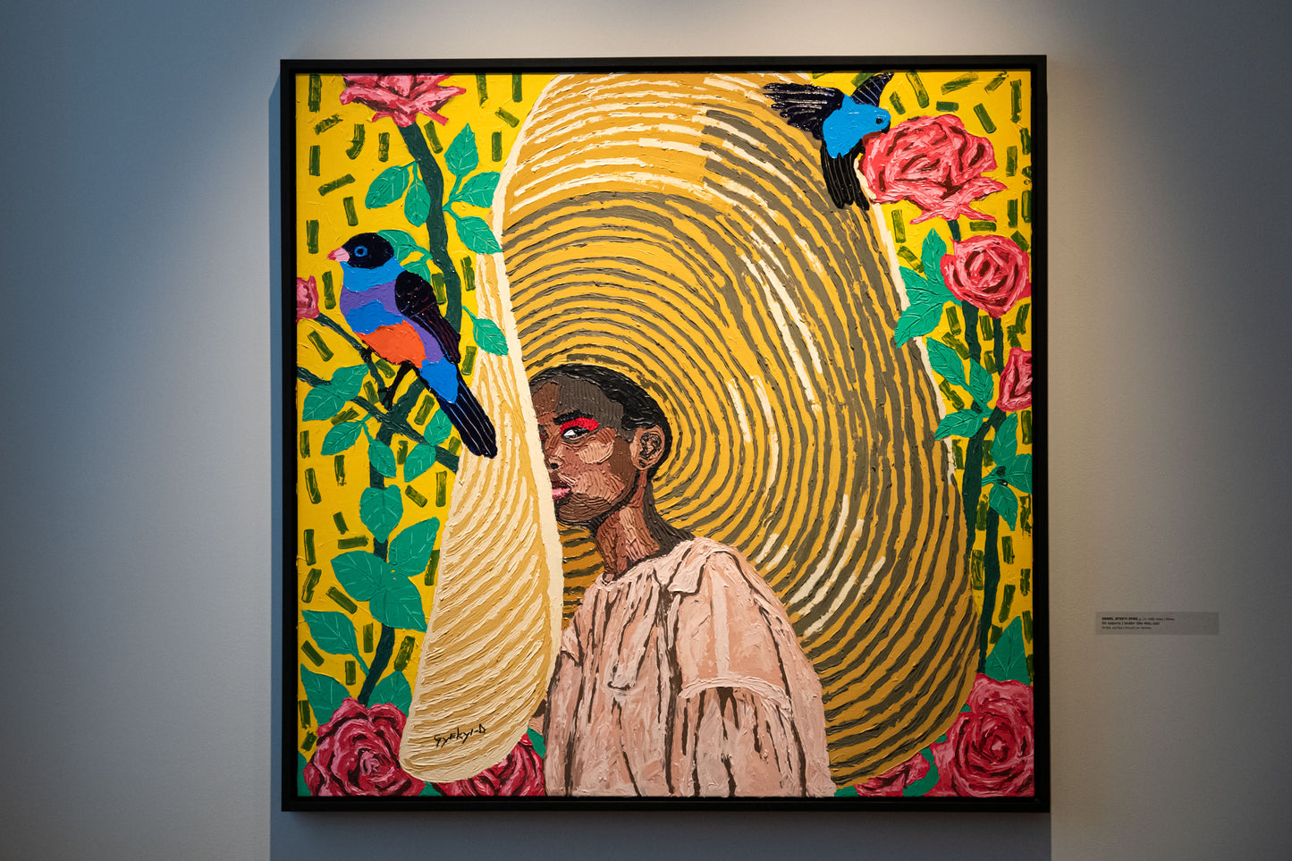 Daniel Gyekyi Gyan (Ghana) | Po kepure / Under the Hat, 2022 | Drobė, akrilas, 128 × 128 cm