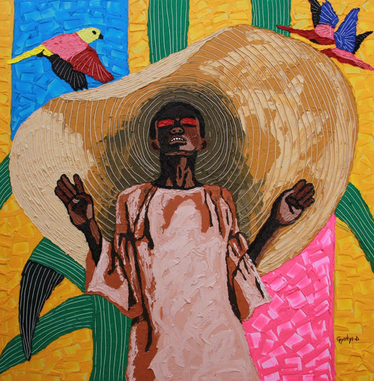 Daniel Gyekyi Gyan (Ghana) | Chromatic Lady, 2022 | Canvas, acrylic, 128×128