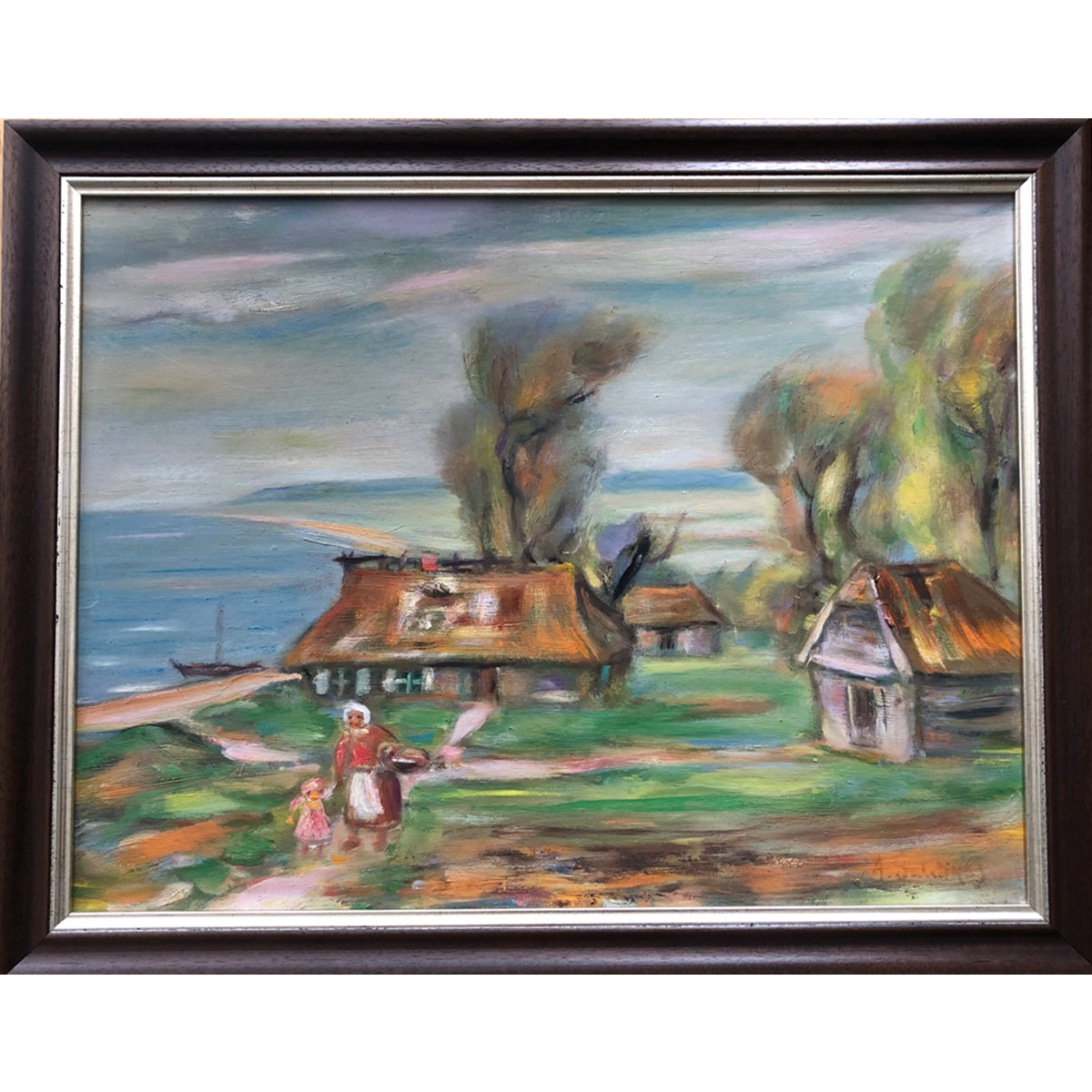 Adomas Galdikas | Bobutė prie jūros | Aliejus, kartonas, 45x58