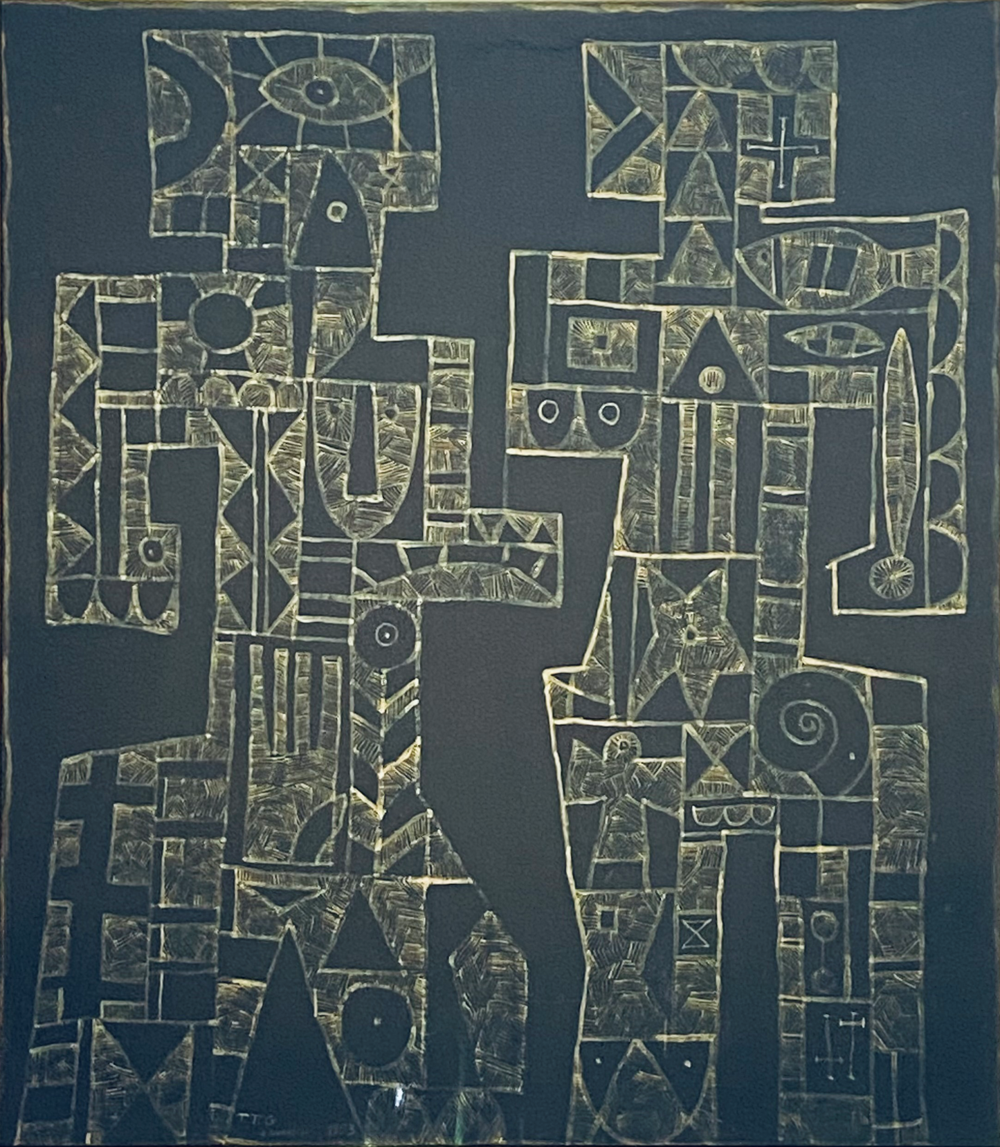 Jose Gurvich | COUPLE, 1953 | Aliejus, acetatas, 99x86 (120x107 cm)