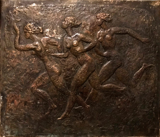 Juozas Kėdainis | Trys bėgančios | Bronza, reljefas, 71.5x86