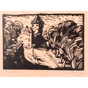 Rimtautas Gibavičius | Talinas, 1957 | Popierius linoraižinys, 10x15 (23.5x27.5)