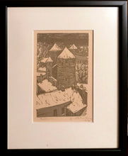 Load image into Gallery viewer, Rimtautas Gibavičius&lt;br&gt;Talinas, 1957&lt;br&gt;Popierius, spalvotas linoraižinys, 17x10 (30x23)
