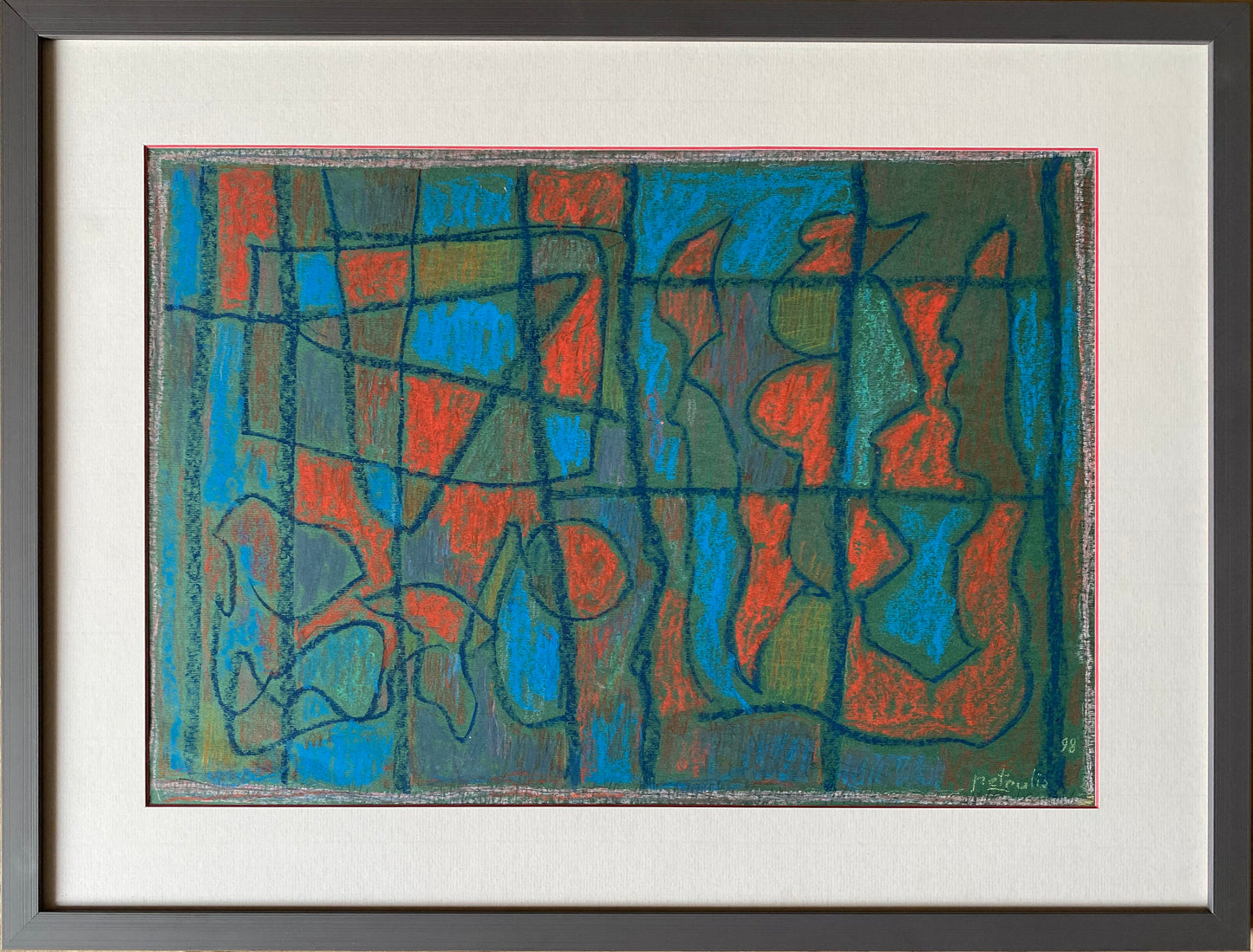 Algirdas Petrulis | Composition, 1998 | Pastel, chalk, paper, 35x51 (50x66.3)