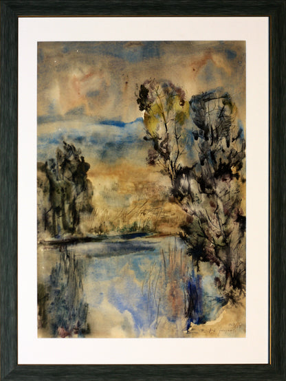 Vytautas Kazimieras Jonynas | Peizažas, 1968 | Akvarelė mišri technika popierius, 59x43 (75.5x58.5)