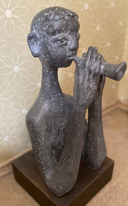 Antanas Mončys | Boy with a Flute (Flutist), XXa. 6 deš. | Metal alloy, H: 52