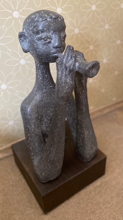 Antanas Mončys | Boy with a Flute (Flutist), XXa. 6 deš. | Metal alloy, H: 52