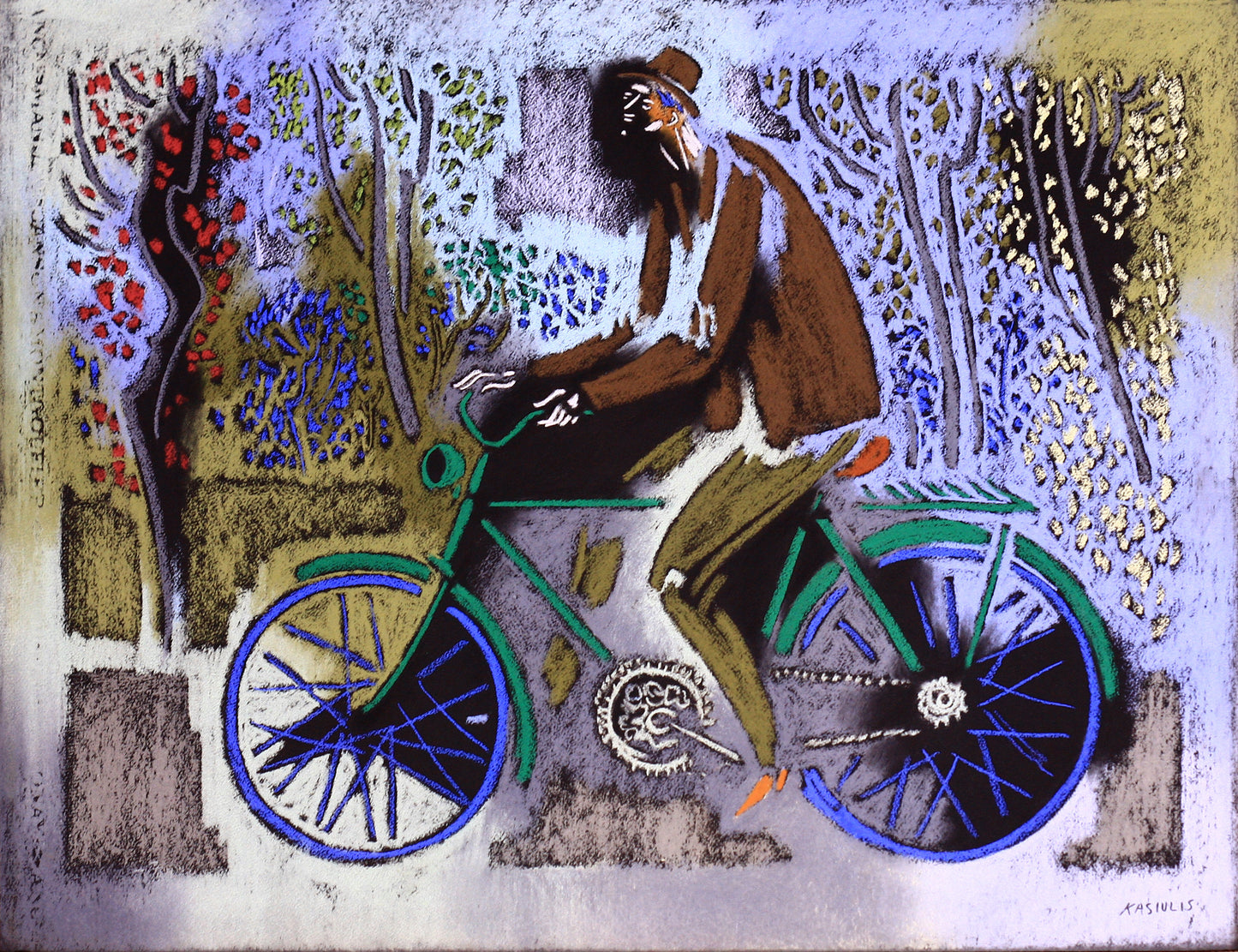 Vytautas KASIULIS | The Cyclist, XX c. 5-6 dec. | Pastel on paper, 50x65