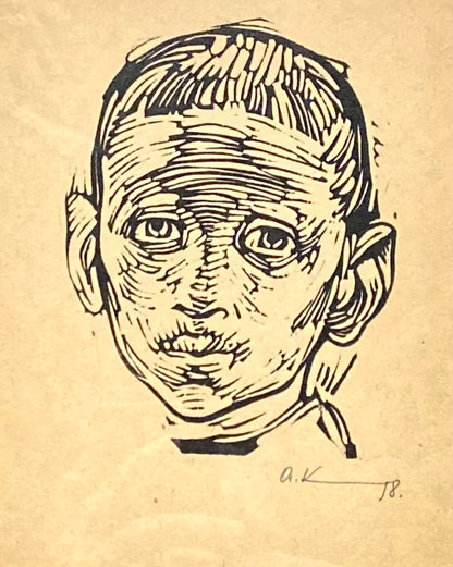 Antanas Kazakauskas | Kompozicija, 1958 | Popierius linoraižinys, 16x11 (36x30)