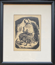 Load image into Gallery viewer, Šarūnas Šimulynas&lt;br&gt;Motulė prie darbų, 1958&lt;br&gt;Linoraižinys, popierius, 20x15 (36x31)
