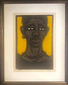 Rimtautas Gibavičius<br>Negras, 1958<br>Popierius, spalvotas linoraižinys, 36,8x25,7 (54,5x43,5)