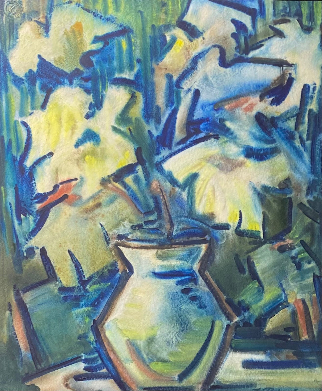 Jonas Rimša<br>Jarron con flores (Gėles vazoje), 1961<br>Akvarėlė, popierius, 50x40