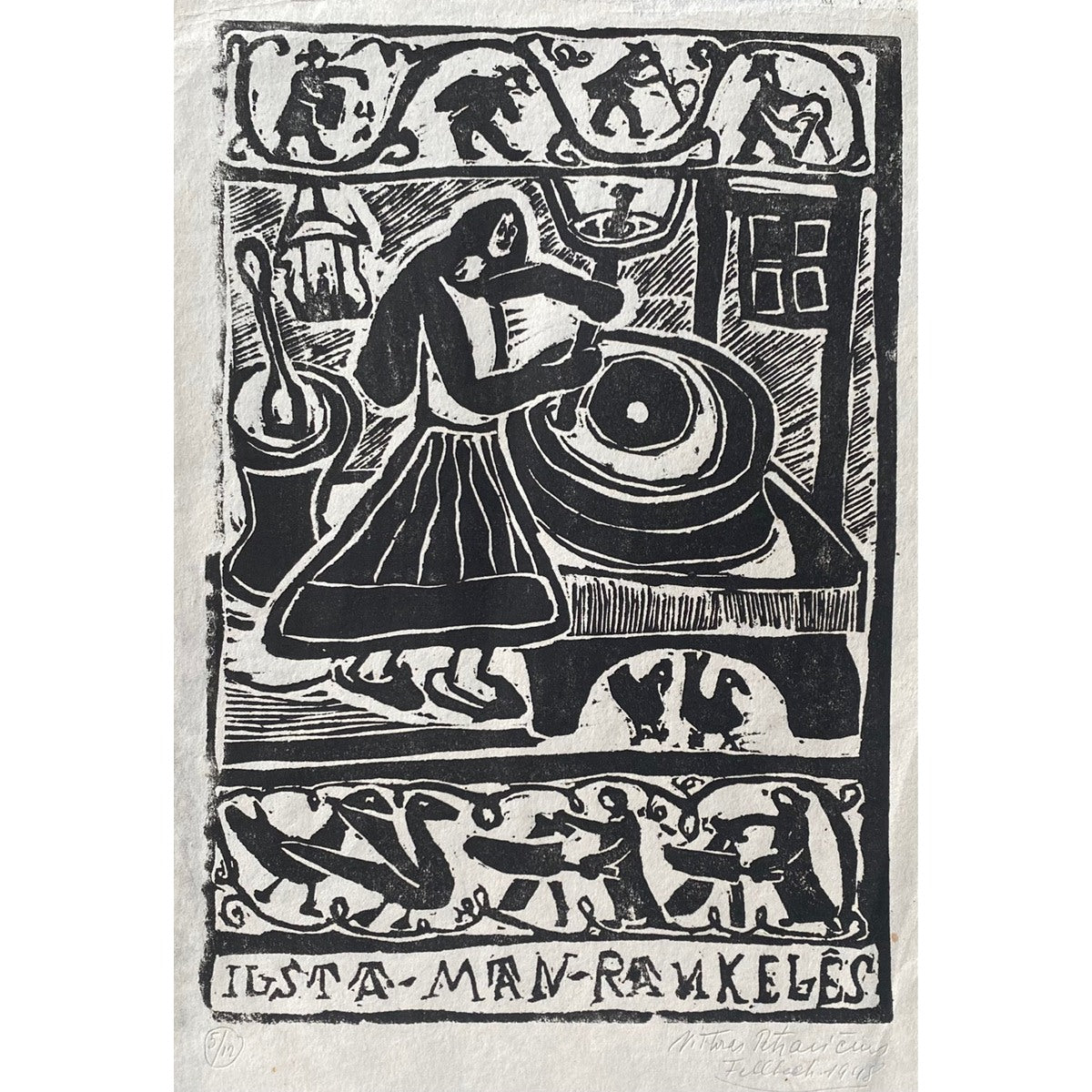 Viktoras Petravičius | Ilsta man rankelės (Mano gimtinėje), 5/12, 1948 | Llinoraižinys, 25,5x18 (43x34)