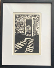 Load image into Gallery viewer, Aspazija Vaivadaitė Surgailienė&lt;br&gt;Belaukiant svečių, 1958&lt;br&gt;Linoraižinys, 23,5x15 (40,5x32)
