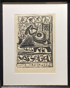 Viktoras Petravičius<br>Ilsta man rankelės (Mano gimtinėje), 5/12, 1948<br>Popierius linoraižinys, 25,5x18 (43x34)